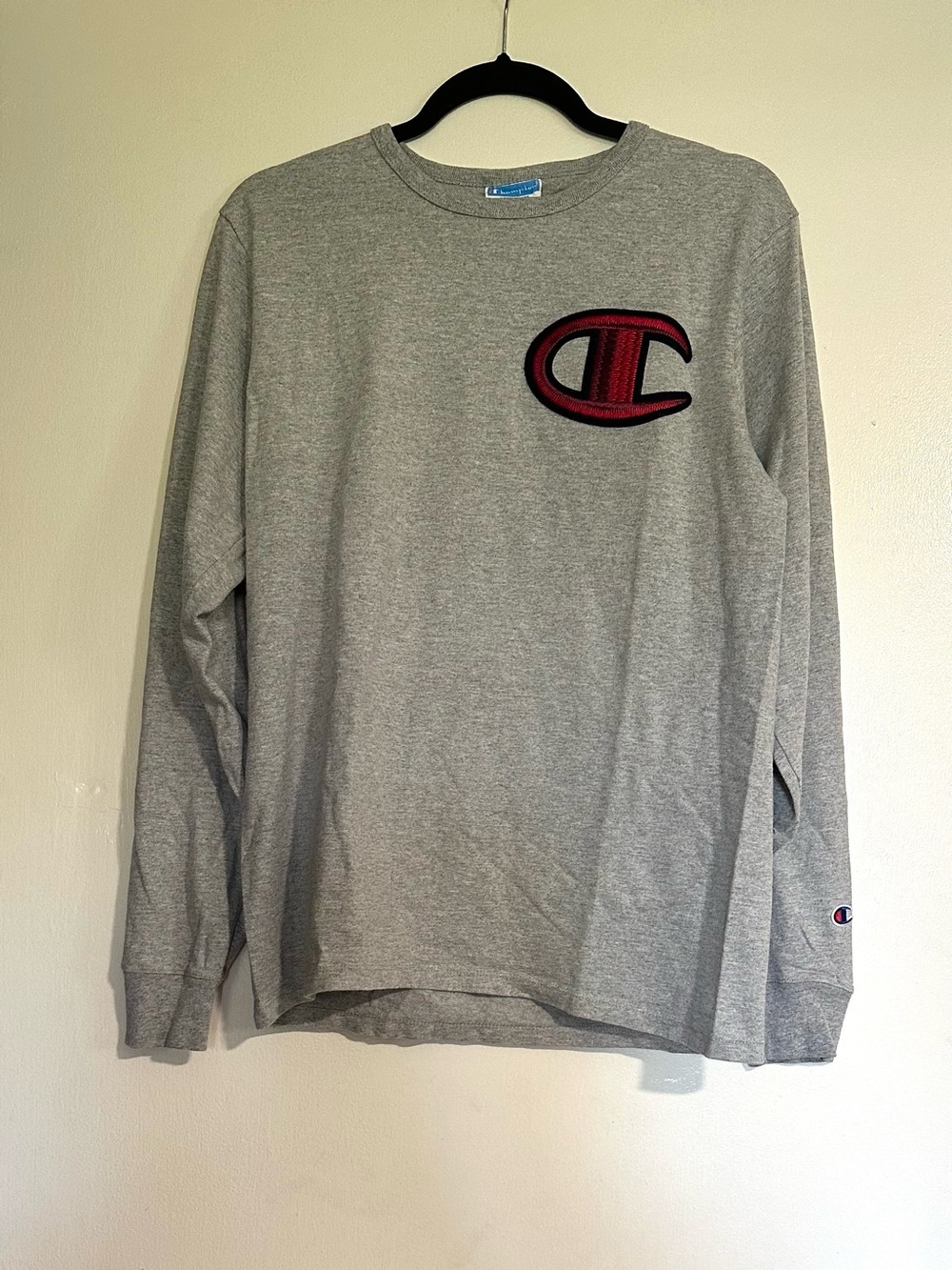 Champion Light Gray Long Sleeve Tee M